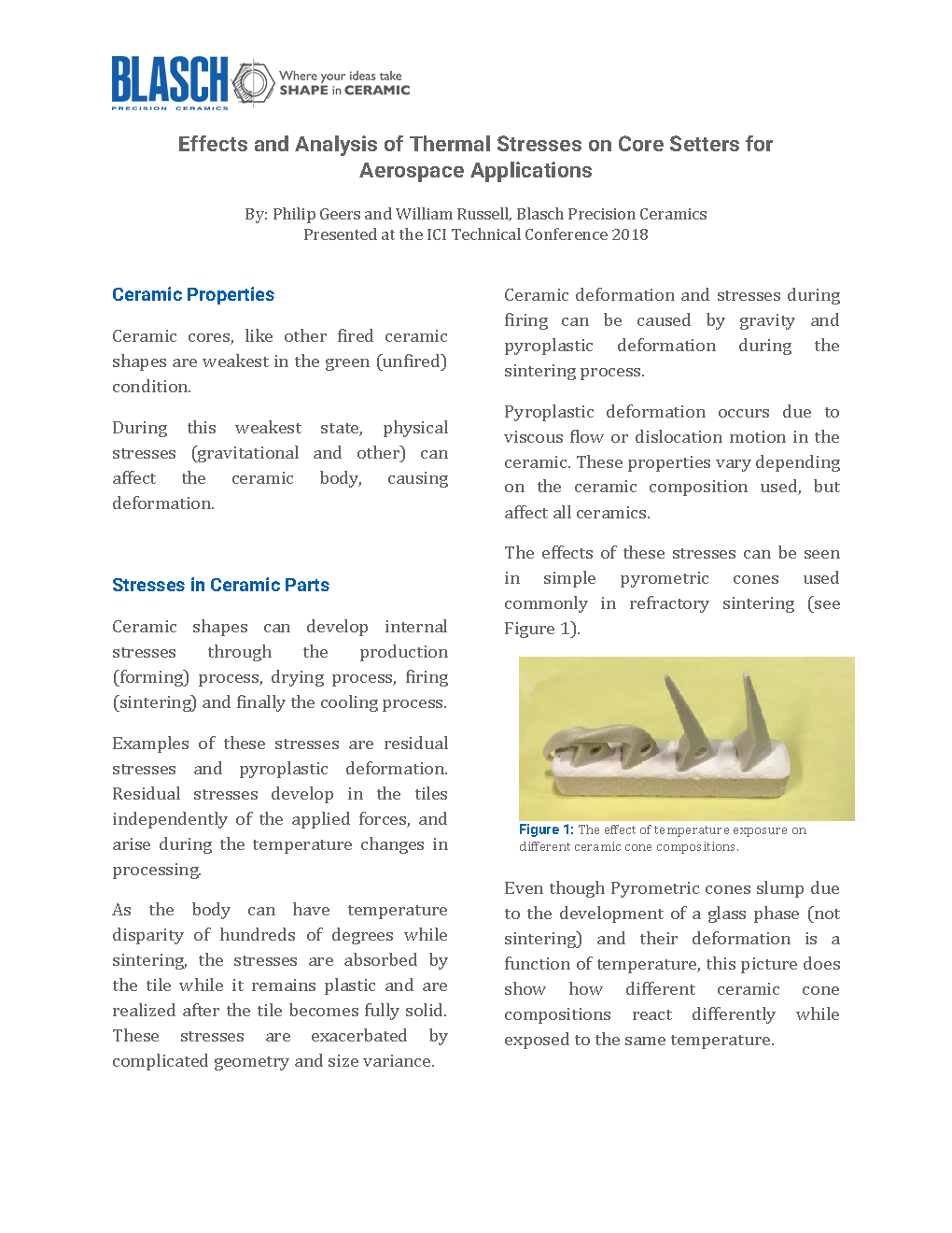 First page of "Effects and Analysis of Thermal Stresses on Core Setters for Aerospace Applications" white paper.