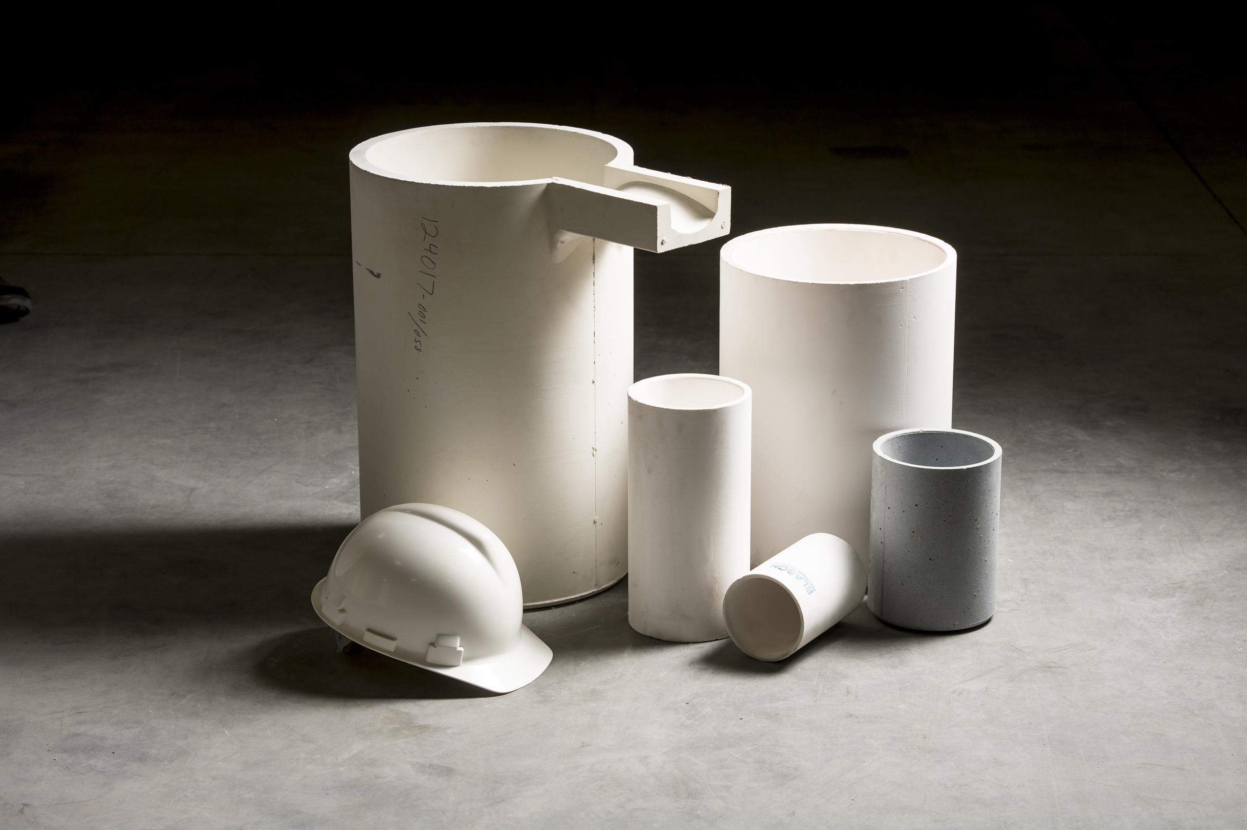 Ceramic Crucibles product imagery on grey background, starkly lit with a directional light