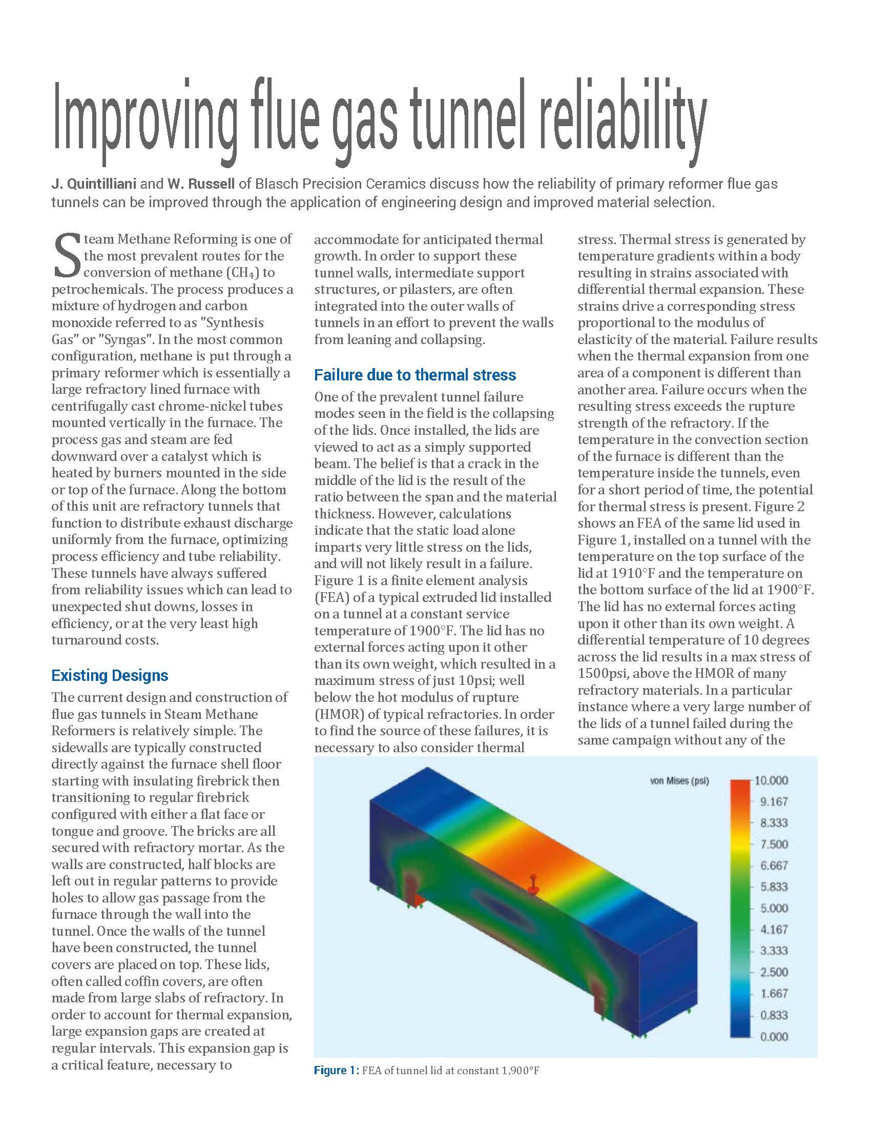 First page of "Improving flue gas tunnel reliability" white paper.