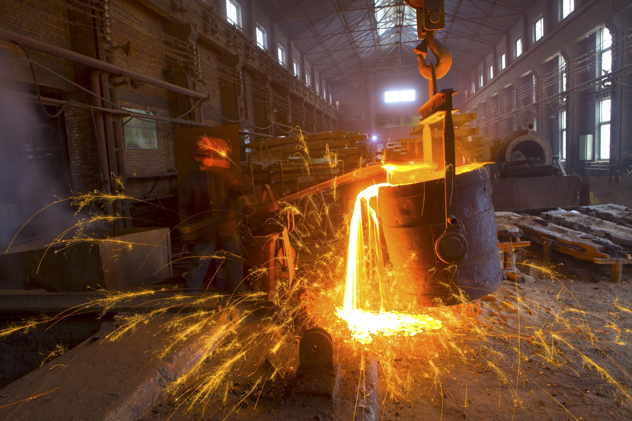 Molten metal being poured