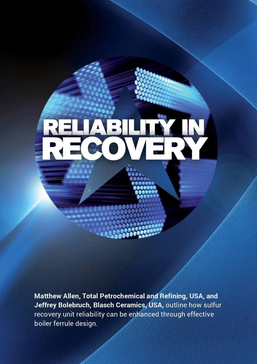 Cover page of "Reliability in Recovery" article.