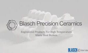 A webinar title card: Blasch Precision Ceramics - Engineered Products For High Temperature Waste Heat Boilers.