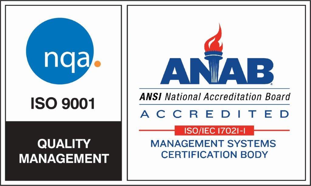 ISO 9001 and ANAB Accredited logos